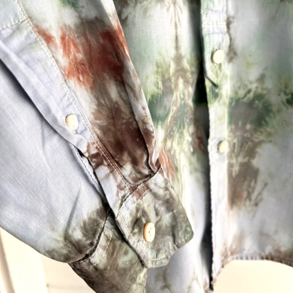 ENGINEERED GARMENTS Tie Dyed Button Down Band Collar Shirt - S - Picture 3 of 11